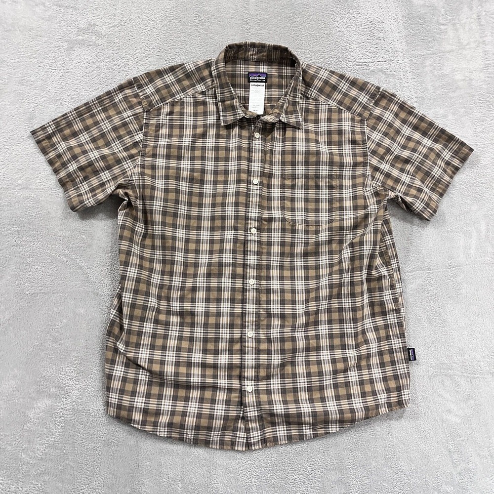 Patagonia Shirt Men‎ 2XL Plaid Organic Cotton Button Up Short Sleeve